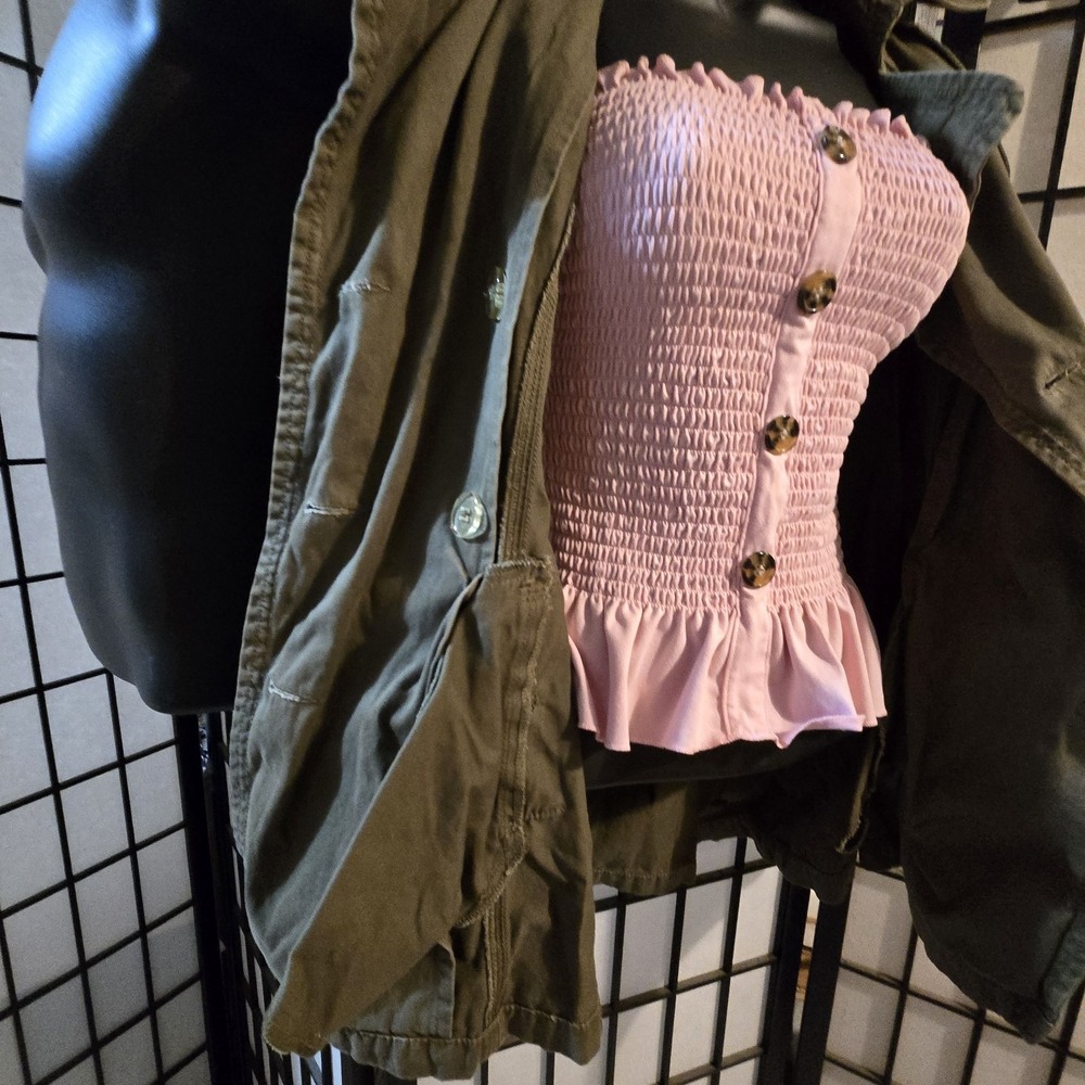 Women's American Eagle Olive Green Jacket Size XXSmall 100% COTTON! - Picture 8 of 13